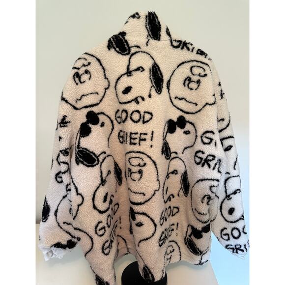 Lazy Oaf x Peanuts Snoopy Good Grief Full Zip Teddy Fleece Jacket Unisex, XXL - Picture 2 of 5